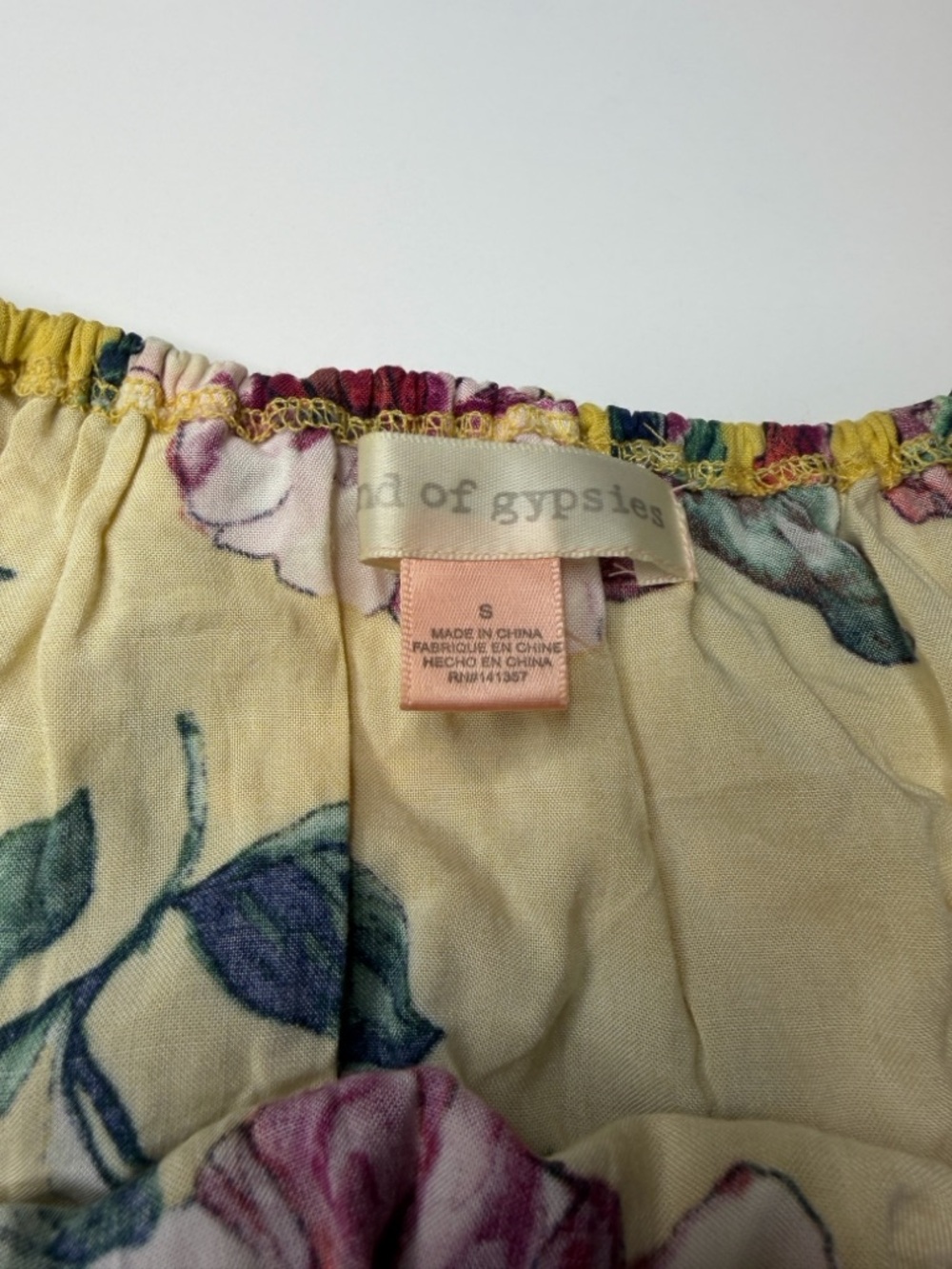 BAND OF GYPSIES Yellow Floral Maxi Dress Off Shoulder Ruffle High Low Hem Small - Picture 7 of 8